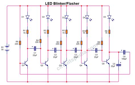 Led Chaser Circuit Using Transistors, Led Running Light Circuit ...