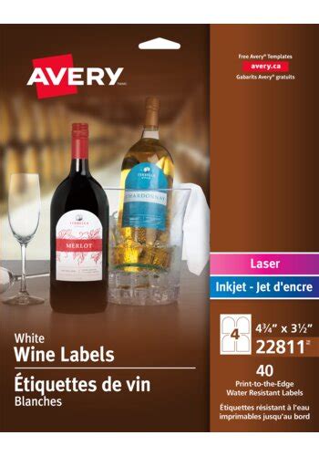 Avery® 22811- Water-Resistant Wine Labels , 4-3/4" x 3-1/2", Arched, White