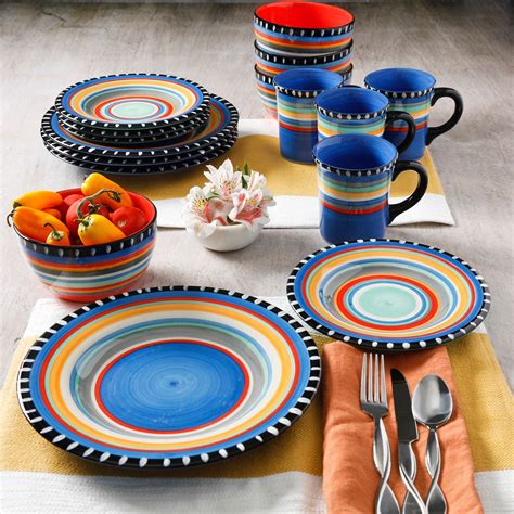 Gibson Home Pueblo Springs Handpainted 16-Piece Dinnerware Set, Multi ...