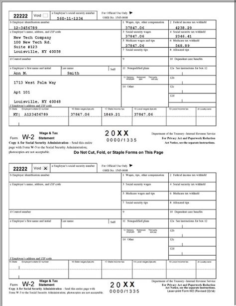 Sample W2 Tax Forms