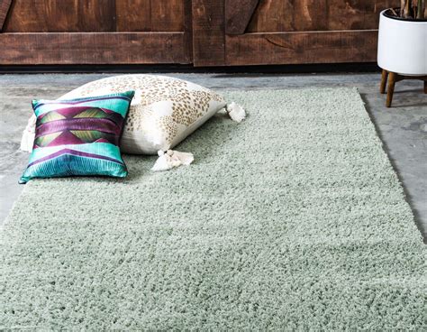 Sage Green 5' x 8' Studio Solid Shag Rug | eSaleRugs