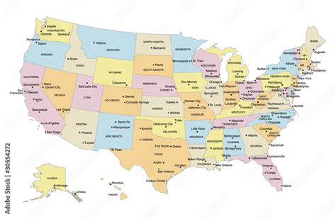 Us Map With All Major Cities - Gillie Donnamarie