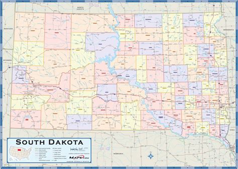 South Dakota Counties Wall Map by Maps.com - MapSales