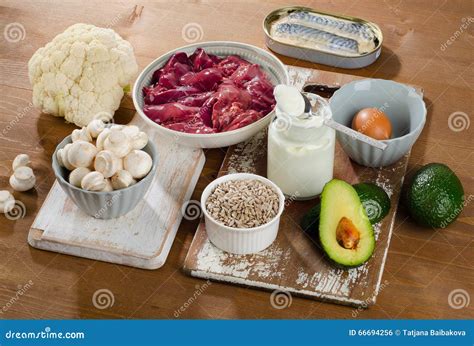 Foods Highest in Vitamin B5 (Pantothenic Acid) on a Wooden Background ...