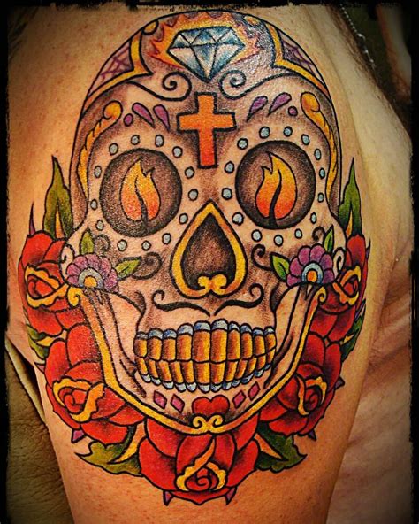 105 Best Sugar Skull Tattoo - Designs & Meaning | Sugar skull tattoos ...