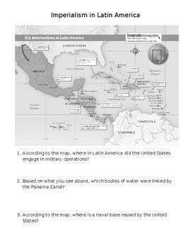 Imperialism in Latin America Map with Questions by Social Studies Line Up