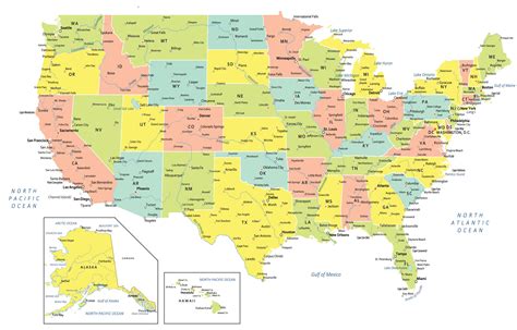 United States Map With Major Cities Printable