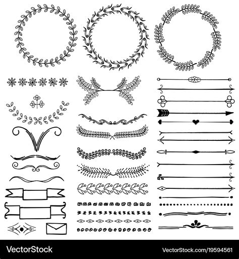 Set of hand drawn decorative symbols Royalty Free Vector