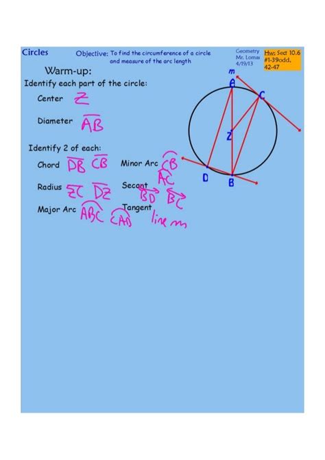 10 6 circumference and arc length