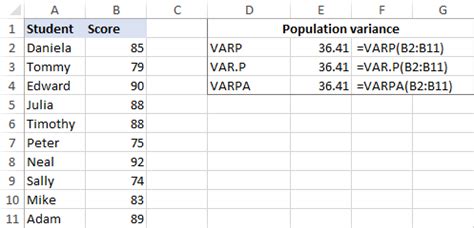 How to calculate variance in Excel – sample & population variance ...