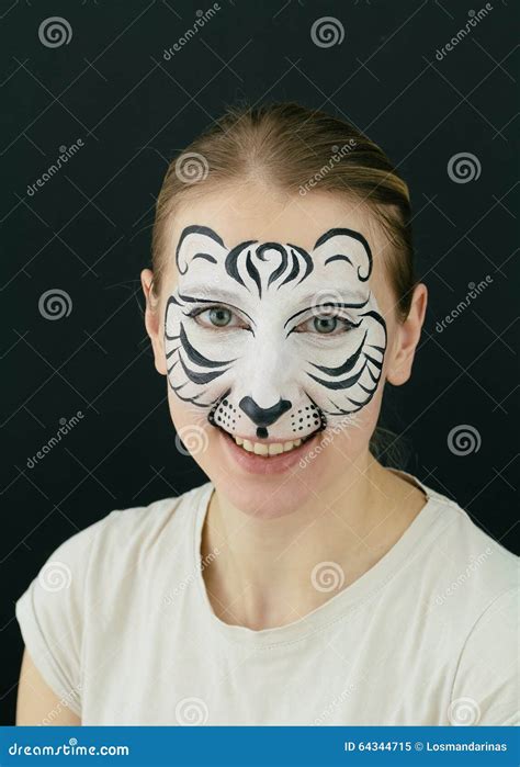 White tiger face painting stock image. Image of studio - 64344715