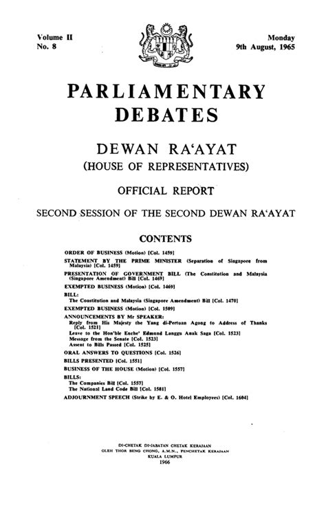 Tunku Abdul Rahman's Full Speech in Parliament during the Separation of ...