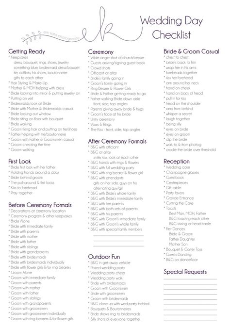 Wedding Day Checklist - FinetoShine