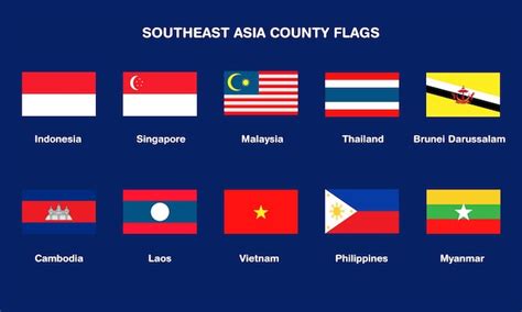 Premium Vector | Collection of flags of Southeast Asian countries ...