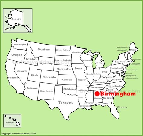 Birmingham location on the U.S. Map