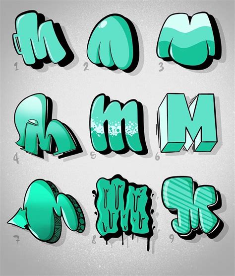 various graffiti font and numbers on a white background with green ...