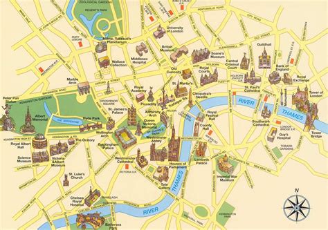 Large detailed tourist map of London city center. London city center ...