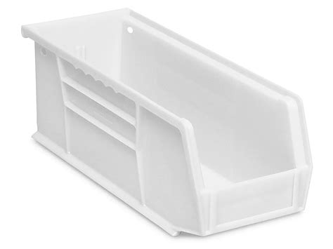 Plastic Stackable Bins - 11 x 4 x 4", White S-13536W - Uline