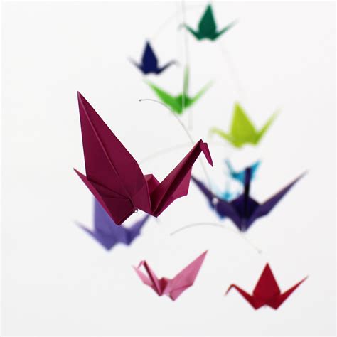 Rainbow Origami Paper Crane Mobile – The Timeless Crane