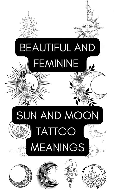 the sun and moon tattoo meanings are in black and white, with different ...