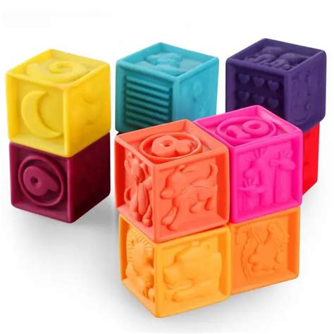 1 Set Children Soft Plastic Cube Building Blocks Kids Early Educational ...