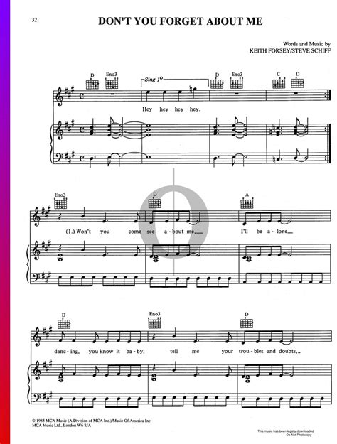 Don't You (Forget About Me) (Simple Minds) Piano Sheet Music - OKTAV