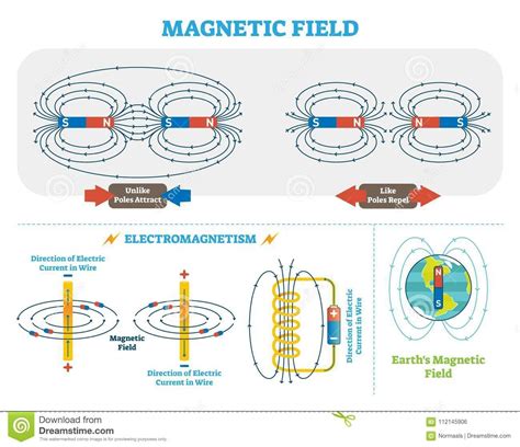 Scientific Magnetic Field and Electromagnetism vector illustration ...