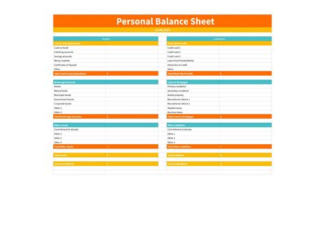 Personal balance Sheet Template | Compatible With Google Sheets