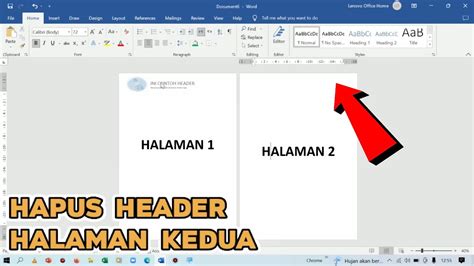 Cara Menghapus Header di Halaman Kedua Pada Microsoft Word - YouTube