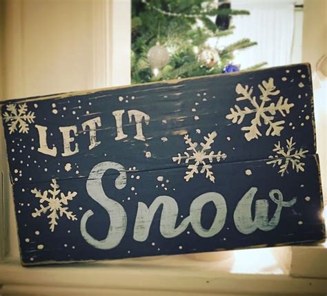 Let it snow wood sign. Rustic, distressed winter decor. | Christmas ...