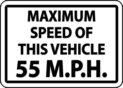 Maximum Speed 55 MPH Label Sign On White Background 7049592 Vector Art ...