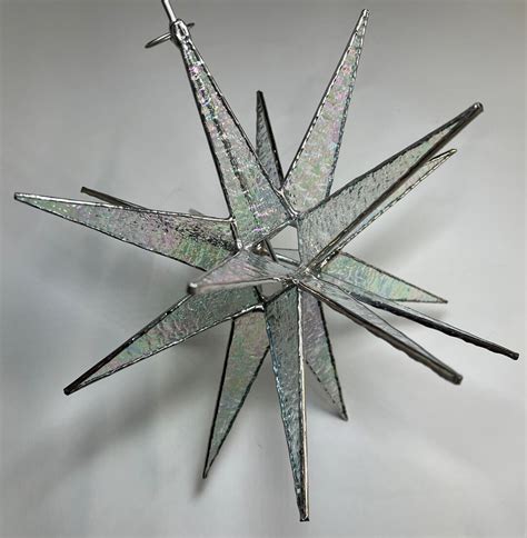 Moravian Star Tree Topper Clear Iridescent Textured Glass 18 Point Star ...