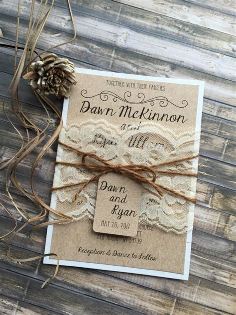 Rustic Wedding Invitation, Vintage Wedding Invitation, Elegant Wedding ...