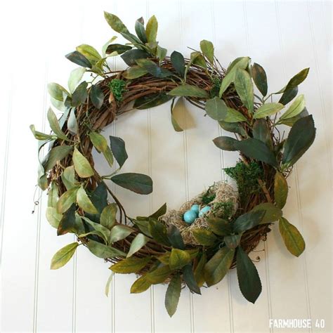 How To Make A Spring Bird Nest Wreath - FARMHOUSE 40