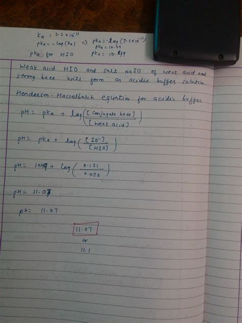 [Solved] What is the pH of a hypoiodous acid/sodium hypoiodite buffer ...