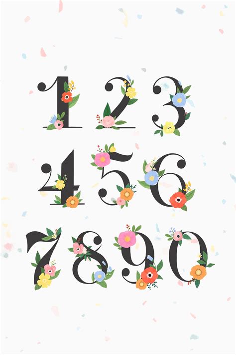 Floral number typography set