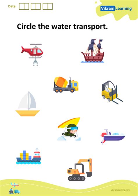 Download circle the water transport worksheets | vikramlearning.com