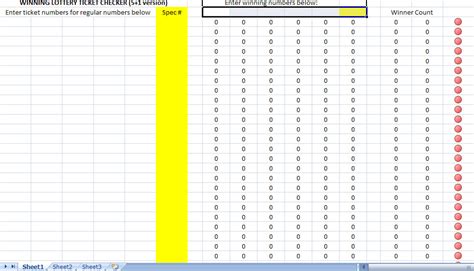 Lottery Checker Spreadsheet | Lottery Ticket Number Checker