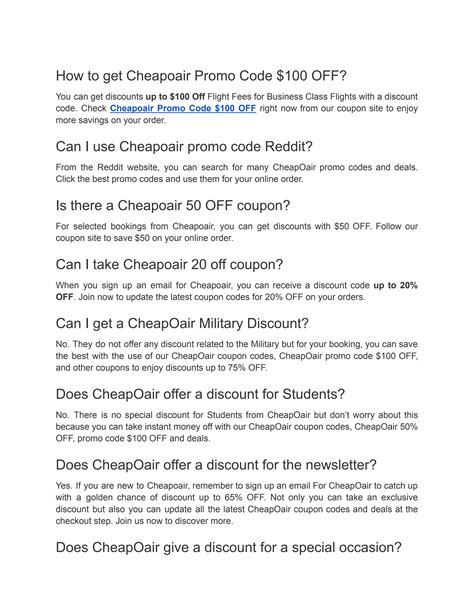 Cheapoair Promo Code $100 OFF by Couponforless - Issuu