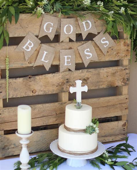 Religious Decor, Baptism God Bless Banner – Swanky Party Box