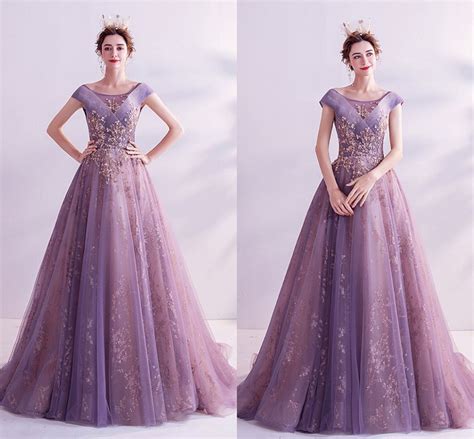 Royal Purple Evening Dress for Women Sparkle Formal Gown Sheer - Etsy ...