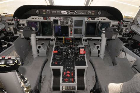 Modern Turboprop Airplane Cockpit Stock Photo - Image of inside ...