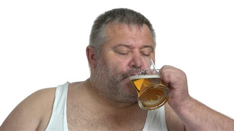 Portrait Of Satisfied Fat Man Drinking Beer Stock Footage SBV-337934812 ...