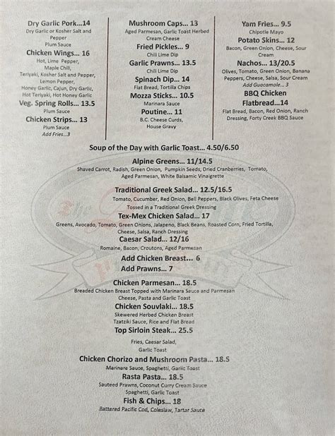 Menu at Alpine Pub & Grill, Prince George