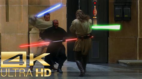 Obi Wan & Qui Gon vs Darth Maul [4k UltraHD] - Star Wars: The Phantom ...