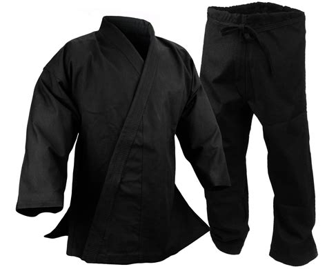 14 oz Ultra Heavyweight Cotton Karate Uniform Martial Arts Black Gi ...