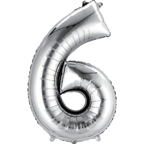 34in Silver Number Balloon (6) | Number balloons, Foil number balloons ...