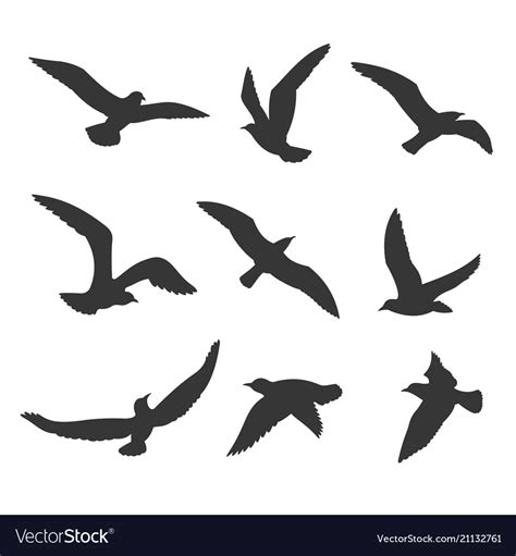 Silhouette Tattoo Flying Bird Stencil