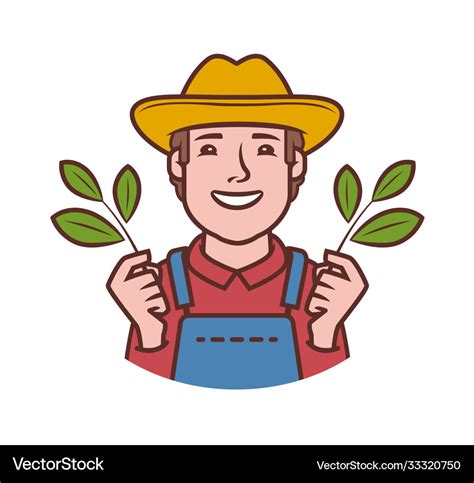 Happy farmer logo agriculture farming natural Vector Image