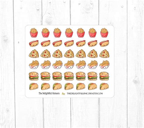 Kawaii fast food planner stickers kawaii stickers food | Etsy